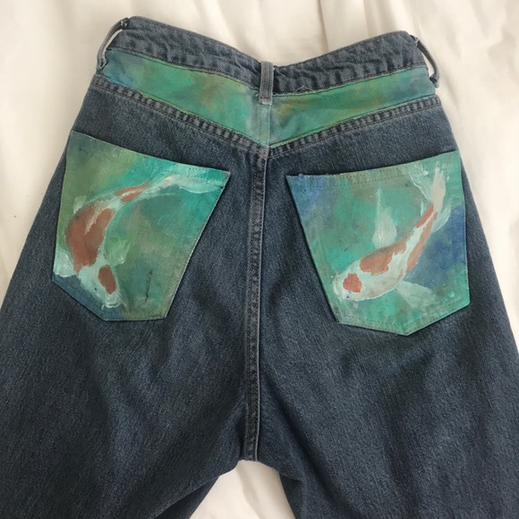 Custom painted Topshop mom jeans - Picture 1 of 5